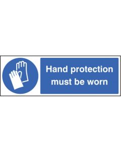 Hand Protection Must Be Worn Sign | 600mm x 200mm | Rigid Plastic