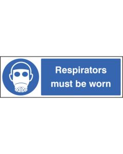 Respirators Must Be Worn Sign | 300mm x 100mm | Self Adhesive Vinyl