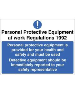 PPE Provided and Must Be Worn, Report Defective Equipment Signs