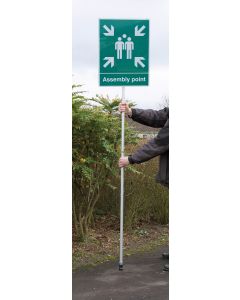 Mobile Assembly Point Sign with 2.4m Collapsible Pole