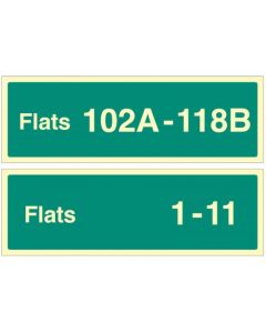 Flats Identification Signs | 450mm x 150mm | Photoluminescent Rigid