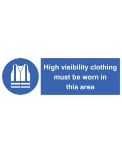 High Visibility Clothing Must Be Worn in This Area Sign | 300mm x 100mm | Rigid Plastic