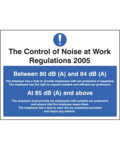 Noise at Work Regulations Safety Signs