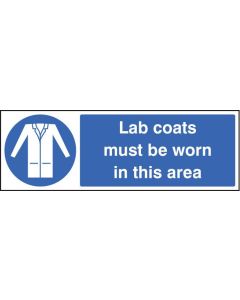 Lab Coats Must Be Worn In This Area Safety Sign | 300mm x 100mm | Self Adhesive Vinyl