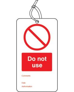 Do Not Use Valve - Double Sided Safety Tags - Pack of 10