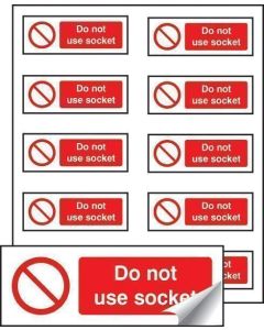 Do Not Use Socket - Sheet of 10 Labels | 40mm x 18mm | Self Adhesive Vinyl