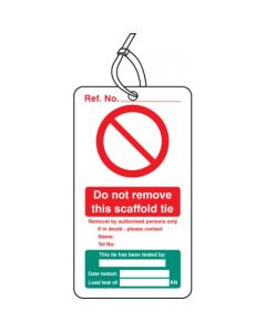 Do Not Remove This Scaffold Tie/Tested By - Double Sided Safety Tags - Pack of 10