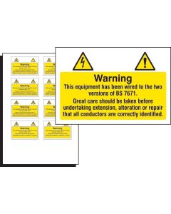 Warning Electrical Hazard - Sheet of 10 Labels | 75mm x 50mm | Self Adhesive Vinyl