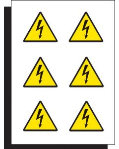 Electricity Symbol - Sheet of 6 Labels | 100mm x 100mm | Self Adhesive Vinyl