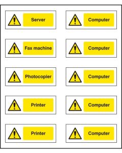 Office Labels (Computer, Server, Fax, Copier, Printer) Sheet of 10 Labels | 40mm x 18mm | Self Adhesive Vinyl