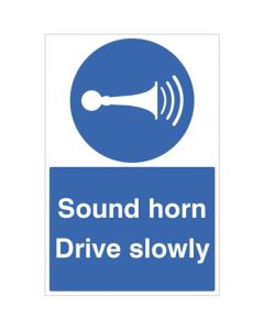 Sound Horn Drive Slowly Sign | 400mm x 600mm | Rigid Plastic