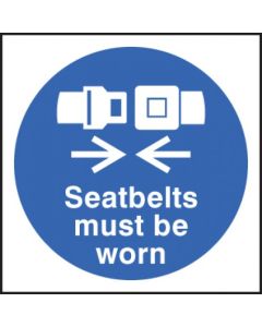 Seatbelts Must Be Worn (External) | 200mm x 200mm | Self Adhesive Vinyl