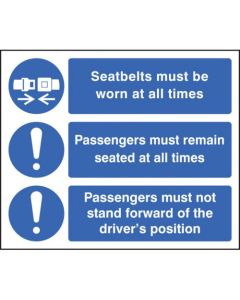 Wearing of Seatbelts c/w Symbols Sign | 300mm x 250mm | Self Adhesive Vinyl