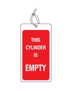 This Cylinder Is Empty Double Sided Safety Tag - Pack of 10 | 80mm x 150mm | Matt PVC