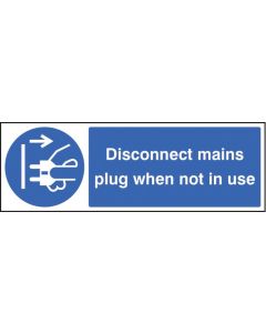 Disconnect Mains Plug When Not In Use Safety Signs