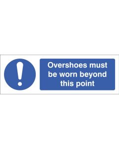 Overshoes Must Be Worn Beyond This Point Safety Sign | 300mm x 100mm | Self Adhesive Vinyl