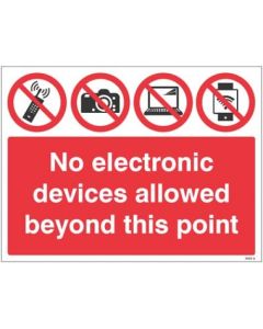 No Electronic Devices Allowed Beyond This Point Signs | 400mm x 300mm | Rigid Plastic