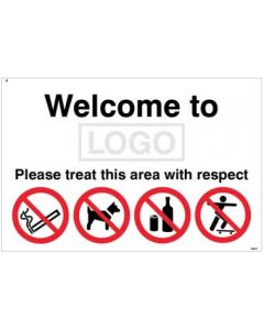 Welcome To (add school name/logo) Please Treat This Area With Respect Signs | 400mm x 300mm | Rigid Plastic