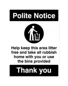 Help Keep This Area Litter Free Signs | 300mm x 400mm | Rigid Plastic