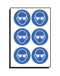 Eye Protection Symbol - Sheet of 6 Labels | 50mm Diameter