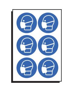 Mask Symbol - Sheet of 6 Labels | 50mm Diameter