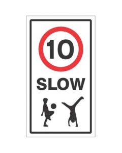 Slow 10mph Signs | 400mm x 700mm | Class R2 Reflective on 3mm Aluminium Composite c/w Channelling