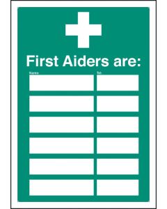 First Aiders Are (Space for 6) Adapt-a-Sign | 215mm x 310mm | 3mm PVC