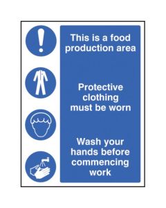 Food Production Area/Protective Clothing/Wash Hands Safety Signs