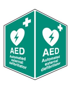 AED Emergency Defibrillator - Projecting Safety Signs | 150mm x 200mm | Rigid Plastic