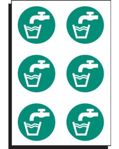 Drinking Water Symbol Sheet of 6 Labels | 65mm Diameter | Self Adhesive Vinyl