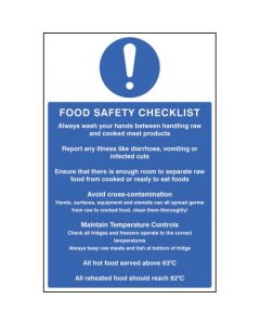 Food Safety Checklist Signs