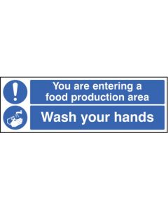 You Are Entering Food Production Area - Wash Your Hands Safety Signs