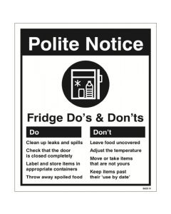 Refrigerator - Do's & Don'ts Signs | 250mm x 300mm | Rigid Plastic