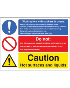 Work Safely with Cookers & Ovens Signs