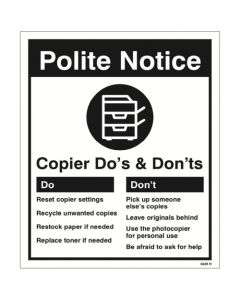 Photocopier - Do's & Don'ts Signs | 250mm x 300mm | Rigid Plastic