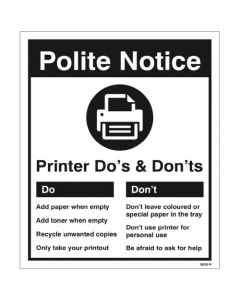 Printer - Do's & Don'ts Signs | 250mm x 300mm | Rigid Plastic