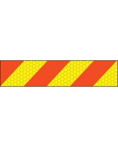 ECE70 Vehicle Marking Plate with Left Hand Red/Yellow Reflective Chevron | 600mm x 140mm | Aluminium