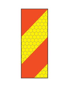 ECE70 Vehicle Marking Plate with Vertical Left Hand Red/Yellow Chevron | 140mm x 300mm | Aluminium