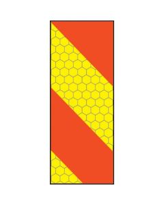 ECE70 Vehicle Marking Plate with Vertical Right Hand Red/Yellow Chevron | 140mm x 300mm | Aluminium