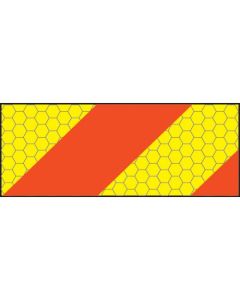 ECE70 Vehicle Marking Plate Horizontal with Left Hand Red/Yellow Chevron | 300mm x 140mm | Aluminium