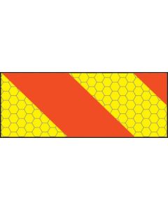 ECE70 Vehicle Marking Plate Horizontal with Right Hand Red/Yellow Chevron | 300mm x 140mm | Aluminium