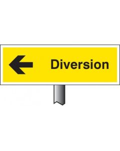 Diversion Left Verge Sign with Post | 450mm x 150mm