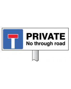 Private - No Through Road Verge Sign with Post | 450mm x 150mm