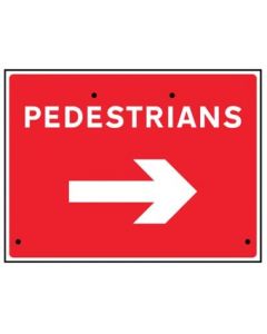 Pedestrians Arrow Right Re-Flex Temporary Traffic Signs (Class RA1) | 600mm x 450mm