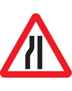 Road Narrows Left Fold-Up Road Sign with Space for Supplementary Text | 600mm Triangle | Reflective PVC