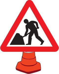 Road Works Cone Sign | 750mm Triangle | Reflective Polypropylene