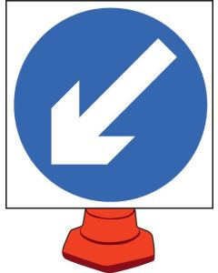 Keep Left Cone Sign | 750mm x 750mm | Reflective Polypropylene