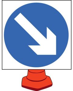 Keep Right Cone Sign | 750mm x 750mm | Reflective Polypropylene