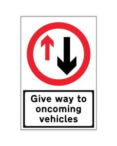 Give Way To Oncoming Vehicles Fold-Up Road Sign | 900mm x 600mm | Reflective PVC