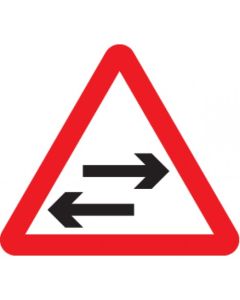 Two Way Traffic Crossing Ahead Reflective Traffic Signs | 600mm Triangle | 3mm Aluminium Composite (Class R2 Permanent)